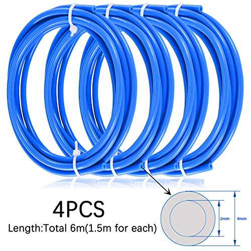 4 piezas Tubo de teflón PTFE, Vibury PTFE Blue Tubing y 4 piezas PC4-M6 Fittings con 4 piezas PC4-M10 Fittings para Reprap Impresora 3D Bowden Extruder 1.75mm Filamento