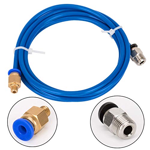 4 piezas Tubo de teflón PTFE, Vibury PTFE Blue Tubing y 4 piezas PC4-M6 Fittings con 4 piezas PC4-M10 Fittings para Reprap Impresora 3D Bowden Extruder 1.75mm Filamento