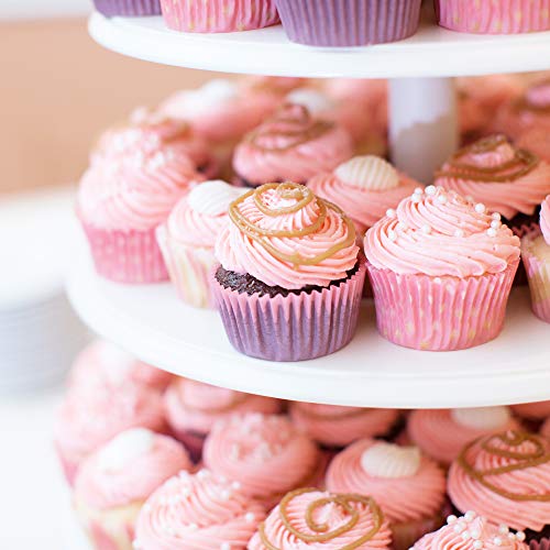 4-Tier Soporte Cupcakes (12'' 10'' 8'' 6'') - Redondo Transparente Acrílico - Fuerte y Duradero - para Tartas Postres Muffins| Cupcake Stand para Fiestas, Bodas, Cumpleaños.