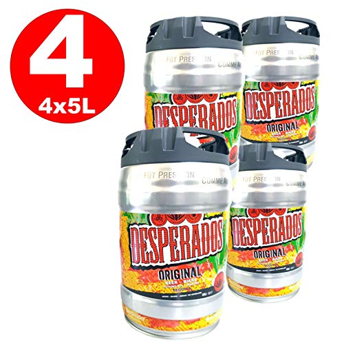 4 x Desperados cerveza con tequila en 5 litros barril incl. Espita 5,9% vol.