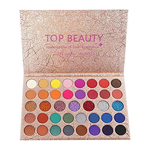 40 Paleta de sombras de ojos de colores brillantes Mezcla de brillo y brillo Sombra de ojos Brillo Metálico Impermeable Polvo liso Paletas de maquillaje de ojos de artista brillante natural