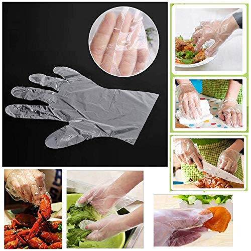 400 Piezas Guantes Desechables de Plástico Transparente Limpieza de Trabajo de Polietileno Guantes de PE Transparentes para Cocinar Limpieza Pintura Coloración del Cabello