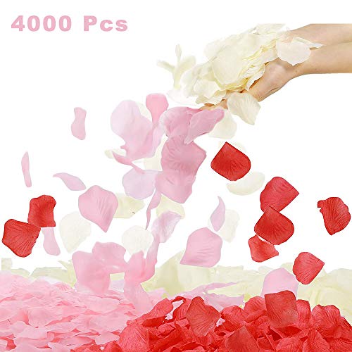 4000 pétalos de rosa artificiales de seda de colores surtidos, pétalos de rosa artificiales para noche romántica, decoración de bodas, eventos, fiestas