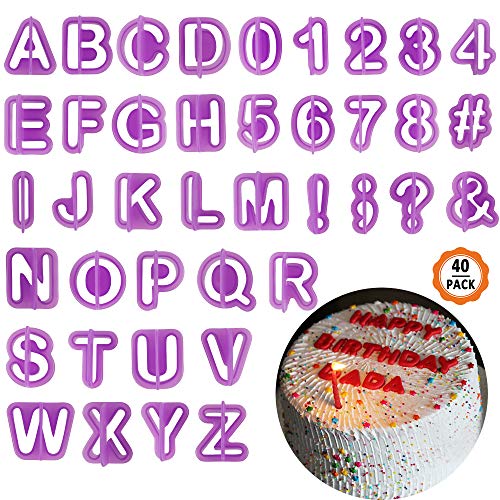 40pcs Cortadores Fondant Moldes, Moldes Galletas de Navidad Letras para Moldes Galleta Letras Pastel Molde Numeros Moldes para Galletas Numeros Letras Cortador Letras Fondant de Pastel