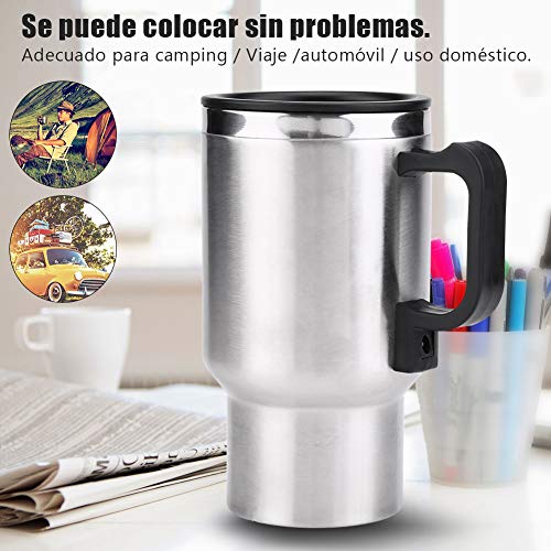 450 ml 12V Acero inoxidable Coche eléctrico Taza Viaje Calentador eléctrico Termo Enchufe Hervidores Hervidor Coche Taza de café Calentador con adaptador