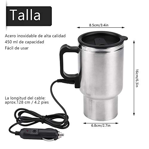 450 ml 12V Acero inoxidable Coche eléctrico Taza Viaje Calentador eléctrico Termo Enchufe Hervidores Hervidor Coche Taza de café Calentador con adaptador