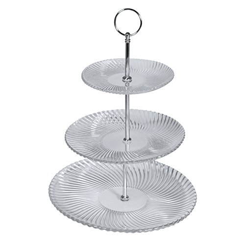 46183000 - Soporte de 3 pisos (cristal, 33 cm, diámetro: 26/20,2 y 15,7 cm)