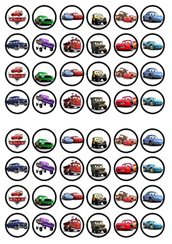 48 Cars de Disney comestible Premium de grosor edulcorados vainilla, oblea Rice Paper Cupcake Toppers/adornos