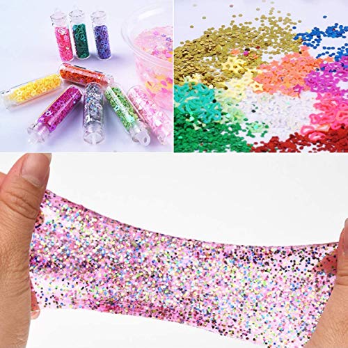 48 PCS 3D Nail Art Decoration Glitter Powder Sequins Set,Festival Chunky Glitter Face Body Hair Decoration Party DIY Craft Slime Making Kit, Lentejuelas Nail Salon Equipos para Navidad Halloween