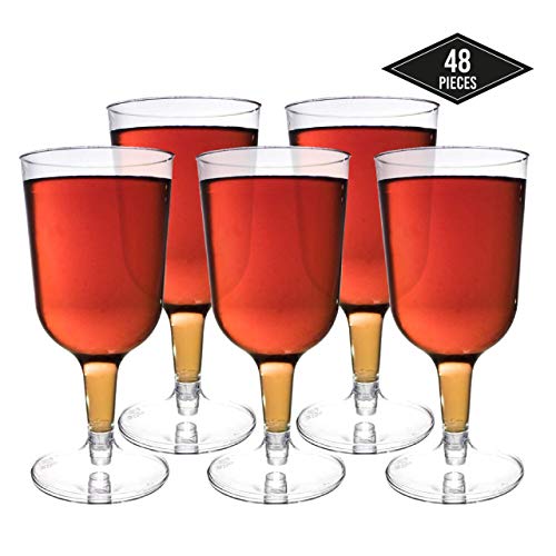 48 Piezas Copas de Vino de Plástico Desechables, Transparente 180ml - Elegante, Resistente y Reutilizable Catering Fiestas Cumpleaños Bodas Navidad Año Nuevo.