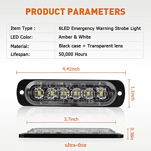 4x6 LED Luz Estroboscópica del Coche Luz de Advertencia 4 en 1 Rejilla Montada en la Superficie Luz de Advertencia Externa con Control Remoto Inalámbrico Para el Camión del Coche DC12V Ámbar Blanco