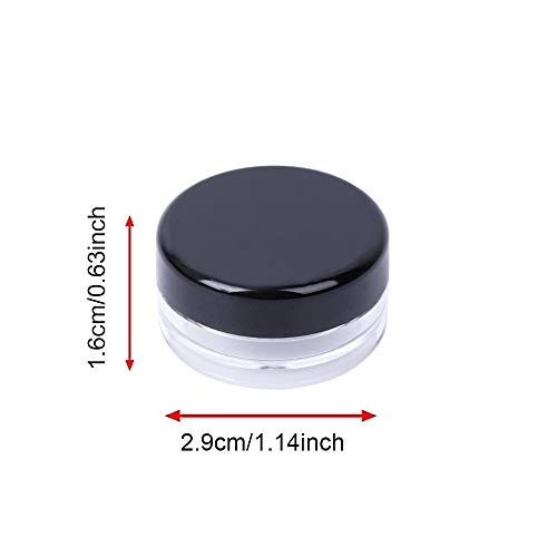 5 ml Envase Cosmético Vacío Pequeño Plástico Negro Puede Olla Cosmética Tarro Vacío Crema de Viaje con Tapa para Crema/Polvo/Loción/Pequeño Lazo del Oído-50pcs