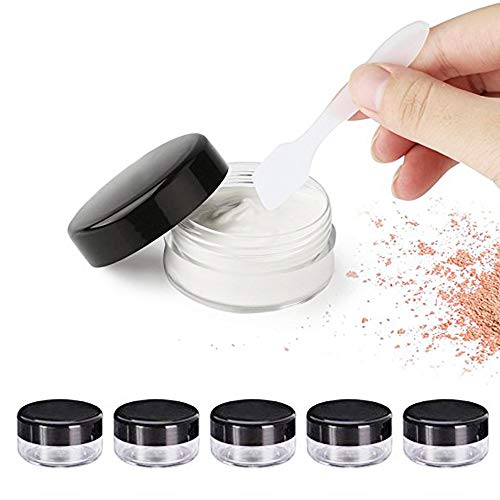 5 ml Envase Cosmético Vacío Pequeño Plástico Negro Puede Olla Cosmética Tarro Vacío Crema de Viaje con Tapa para Crema/Polvo/Loción/Pequeño Lazo del Oído-50pcs