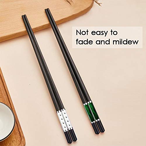 5 pares de palillos de fibra de vidrio, palillos japoneses de aleación reutilizables, color negro, palillos de sushi de calidad, aptos para lavavajillas con diseño antideslizante (5 colores)