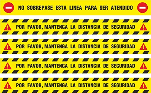 5 Pegatinas Distancia de Seguridad (4+1), con lamina de protección antideslizante, validas para el suelo. Super Resistente, y de regalo pegatina todo saldrá bien