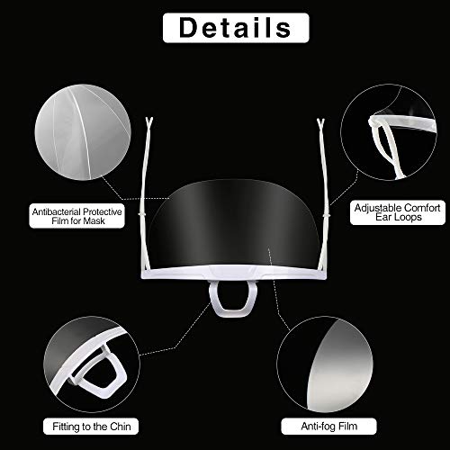 5 Piezas Boca Visera pantalla facial Cubierta de boca anti-salpicaduras Para hostelería, dentistas, peluqueros transparente reutilizable