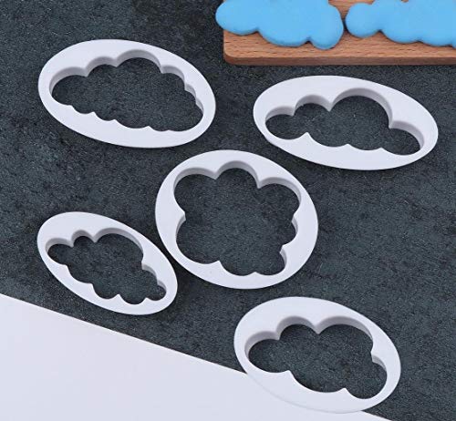 5 Piezas de Galletas Fondant Decorating Cloud Fondant Cake Cutter Molde Cake Decorated Fondant Tailor Tool, para Sala de Hornear, cafetería, cumpleaños o Pastel de Bodas
