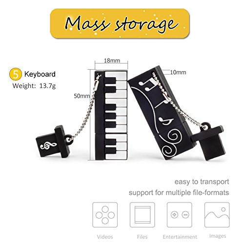 【5 Piezas】 LEIZHAN Memoria USB 2.0 8GB Pendrive Silicona Impermeable Flash Drive Memorias Regalo para Niños-Instrumentos Musicales