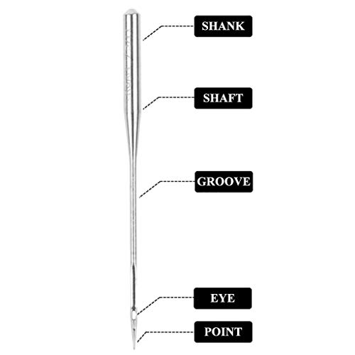 50 agujas para máquina de coser, punta de bola universal industrial, tamaños 65/9,75/11,80/12,90/14,100/16