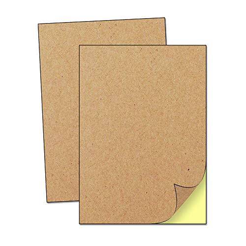 50 Hojas, A4 Kraft Marrón Pegatinas Etiquetas Adhesivas (para Imprimir) - 297 x 210 mm