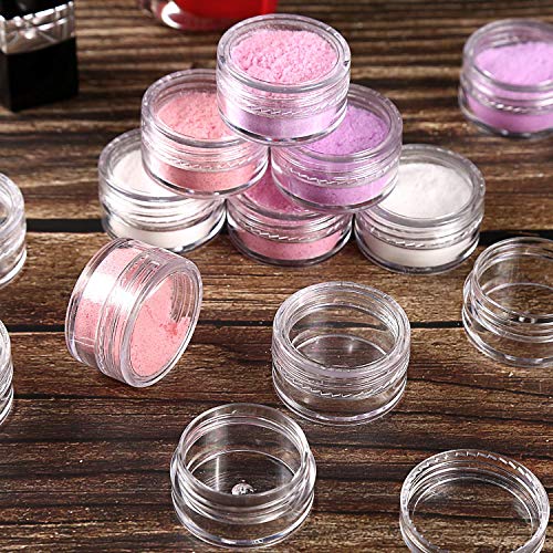 50 pcs 5 ml Envases Cosmetica Vacío Pequeño Botes Cosméticos Plástico Transparente Viaje Muestra con Tapa para Bálsamo Labial Crema Loción Polvos Sombras de Ojos Arenas y Cuentas