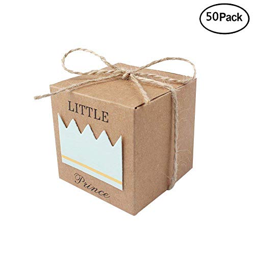 50 Piezas Cajas de Caramelo Dulces Cumpleaños Bombones Baby Shower Favor Cajas de Papel Kraft Caja de dulces Caja de regalo Caja de embalaje(Azul)