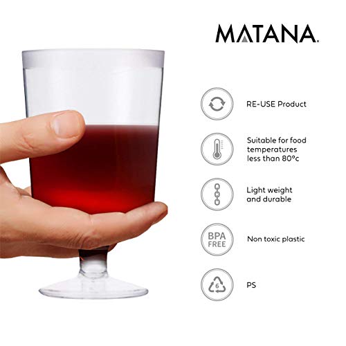 50 Piezas Copas de Vino de Plástico Desechables, Transparente 180ml - Elegante, Resistente y Reutilizable - Perfecto para Catering Fiestas Cumpleaños Bodas Navidad Año Nuevo.