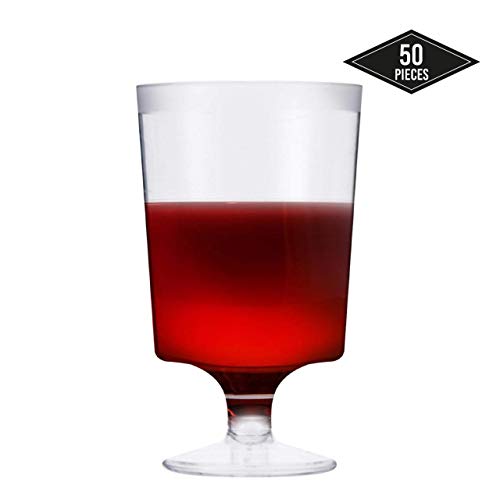 50 Piezas Copas de Vino de Plástico Desechables, Transparente 180ml - Elegante, Resistente y Reutilizable - Perfecto para Catering Fiestas Cumpleaños Bodas Navidad Año Nuevo.