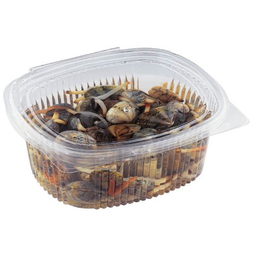 50 piezas de plástico Desechable Caja transparente Contenedor Tapa plana Ensalada Bandejas ovaladas de 500 ml