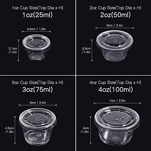 50 Transparent Disposable Plastic Sauce Tasting Pots, Sauce Pots, 120ml