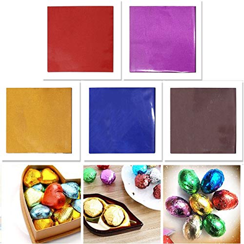 500 piezas 5 colores aluminio candy envoltorios,Envoltorios de dulces de chocolate Envoltura de papel de aluminio dorado para Navidad Envases de dulces y chocolate de bricolaje