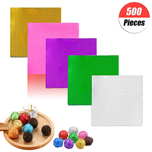 500 piezas 5 colores aluminio candy envoltorios,Envoltorios de dulces de chocolate Envoltura de papel de aluminio dorado para Navidad Envases de dulces y chocolate de bricolaje