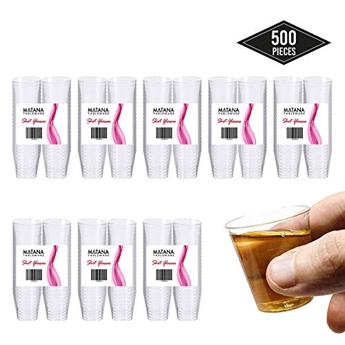 500Pcs Vasos de Chupito Desechables de Plástico Duro (20 ml) - Claro Como el Vidrio - Reutilizable, Material Ecológico - Ideal para Chupitos y Vodka Jelly en Fiestas de Navidad - 100% Reciclable