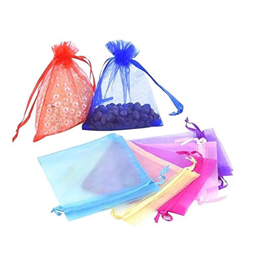 50pcs 7x9 9x12 10x15 13x18CM Bolsita de Organza Bolsas de Embalaje de joyería Decoración de Fiesta de Boda Bolsas dibujables Bolsas de Regalo 6Z, púrpura Claro, 7x9cm