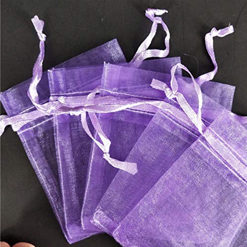 50pcs 7x9 9x12 10x15 13x18CM Bolsita de Organza Bolsas de Embalaje de joyería Decoración de Fiesta de Boda Bolsas dibujables Bolsas de Regalo 6Z, púrpura Claro, 7x9cm