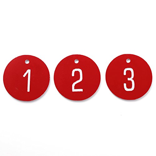 50pcs Etiqueta Roja Plástica Grabado Números Identificador para Llaves Armarios para llaves Cajones Gimnasio Oficina SIN LLAVERO