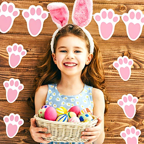 52 Piezas Pegatinas de Pascua Pegatinas de Suelo de Huellas de Patas de Conejo Adornos Festivos para Suelo Techo Ventana Pared Fiesta de Pascua