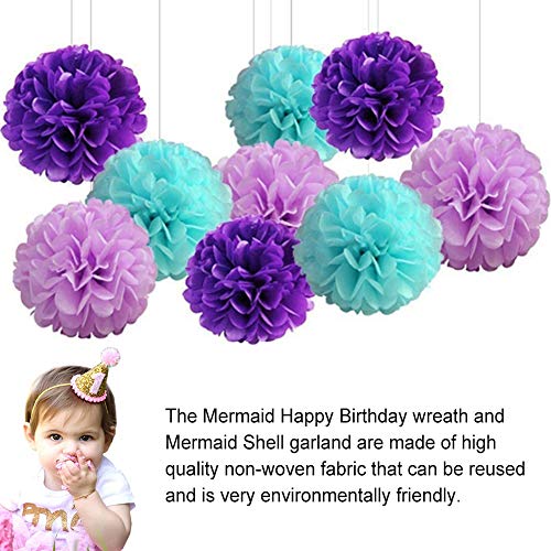 54 pcs Decoraciones Cumpleaños,Banner de Feliz Cumpleaños, Pompones de Papel, Globos, Garland Banderas Conjunto Home Party Supplies Decoración para Niñas, Niños