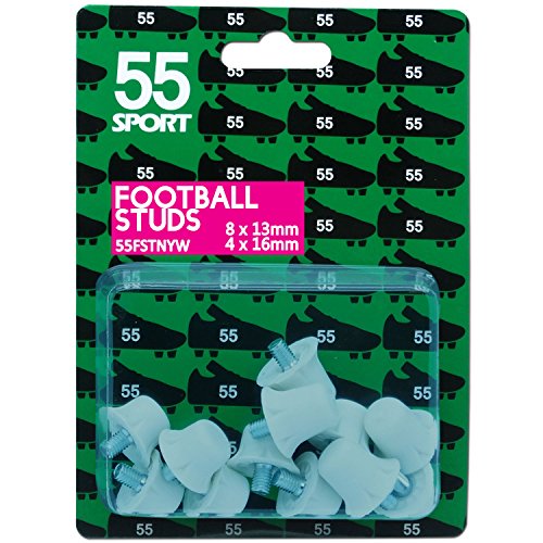 55 Sport Pack de 12 Tacos de fútbol - Blanco - 8x13 + 4x16 mm