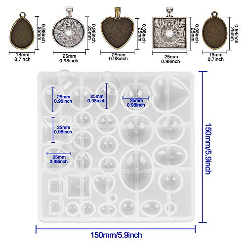 56 piezas DIY silicona epoxi resina moldes con herramientas, joyería artesanía fabricación con flor seca, diversas formas, materiales y colores moldes