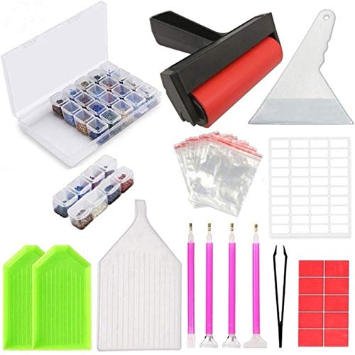 5D Herramienta de Pintura de Diamantes, 42 Piezas de Punto de Cruz Herramientas Kit Completo Incluyendo Pluma de Punto de Diamante, y Caja de Bordado de Diamantes Para Artesanía de Arte DIY