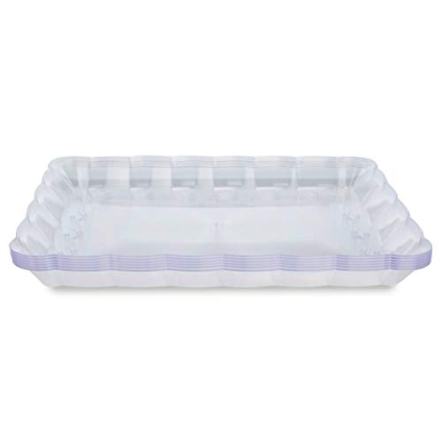 6 Bandejas Desechables para Servir – Azafate de Cocina Plástico y Reutilizable – Fuente de Accesorio de Fiesta– Articulo de Menaje para Servicio, Postres, Aperitivos y Platos Fuertes – 32,4x x 23.8cm