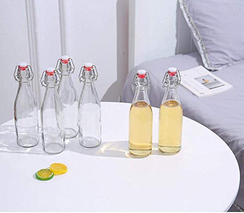 6 Botellas de Vidrio con Tapa abatible de 250 ml - 6 Sellos adicionales Incluyendo 12 Etiquetas con bolígrafo