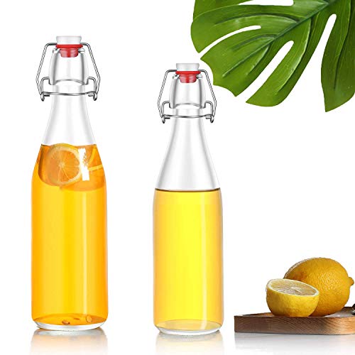 6 Botellas de Vidrio con Tapa abatible de 250 ml - 6 Sellos adicionales Incluyendo 12 Etiquetas con bolígrafo