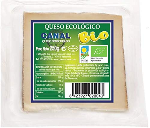 6 CUÑAS DE QUESO BIO ECOLOGICO ORGANIC CANAL (6x250gr)