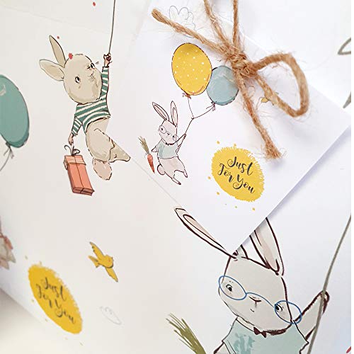 6 hojas de papel de regalo unisex con diseño de animales vintage para niños y mujeres, 50 x 70 cm, etiquetas de regalo y cuerda