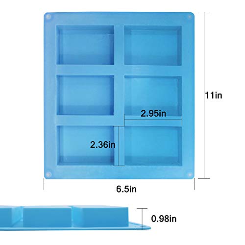 6 moldes de jabón de silicona para hacer jabón, FineGood suministros de fabricación de jabón rectangulares y elipse moldes de jabón de 6 cavidades para hornear panes hechos a mano