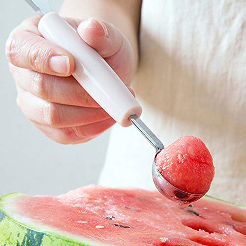 6 Piezas Cuchara para Melón de Doble Uso en Acero Inoxidable, Cuchillo para Tallar Frutas, Cuchara de Helado, para Bricolaje Ensalada de Frutas Utensilios de Cocina Utensilios Postres Pastel