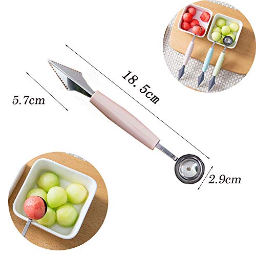 6 Piezas Cuchara para Melón de Doble Uso en Acero Inoxidable, Cuchillo para Tallar Frutas, Cuchara de Helado, para Bricolaje Ensalada de Frutas Utensilios de Cocina Utensilios Postres Pastel