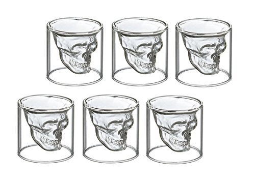 6 vasos de chupito de calavera para vodka, 6 Schnapsgläser 25 ml